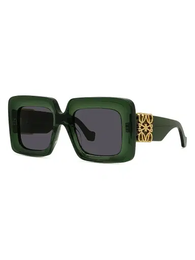 Loewe Women's Anagram 51MM Rectangular Sunglasses - Dark Greenother Smoke | Thumbnail 1