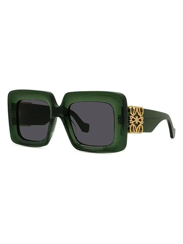 LOEWE Women's Anagram 51MM Rectangular Sunglasses - Dark Greenother Smoke