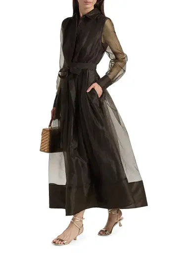 Simkhai Women's Montgomery Organza Shirtwaist Gown - Chocolate - Size 4 | Thumbnail 2 Simkhai Women's Montgomery Organza Shirtwaist Gown - Chocolate - Size 4 | Thumbnail 2