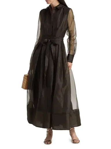 Simkhai Women's Montgomery Organza Shirtwaist Gown - Chocolate - Size 4 | Thumbnail 3 Simkhai Women's Montgomery Organza Shirtwaist Gown - Chocolate - Size 4 | Thumbnail 3