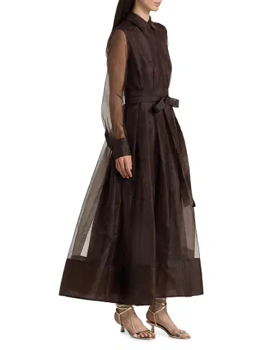 Simkhai Women's Montgomery Organza Shirtwaist Gown - Chocolate - Size 4 | Thumbnail 4 Simkhai Women's Montgomery Organza Shirtwaist Gown - Chocolate - Size 4 | Thumbnail 4