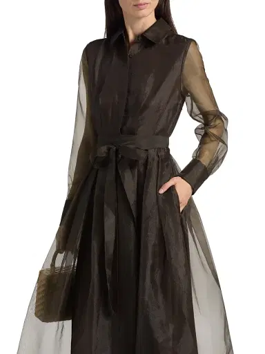 Simkhai Women's Montgomery Organza Shirtwaist Gown - Chocolate - Size 4 | Thumbnail 6 Simkhai Women's Montgomery Organza Shirtwaist Gown - Chocolate - Size 4 | Thumbnail 6