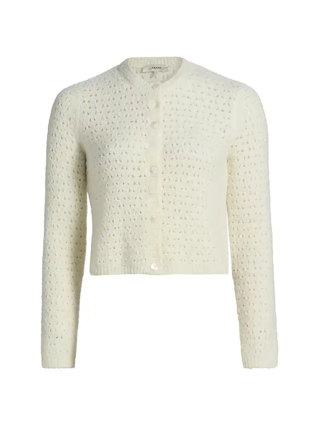 FRAME Women's The Chenille Wool Cardigan - Cream
