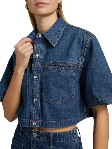 Re/done Women's Oversized Western Crop Shirt - Rustic Indigo | Thumbnail 6 Re/done Women's Oversized Western Crop Shirt - Rustic Indigo | Thumbnail 6