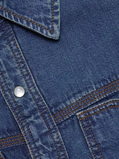 Re/done Women's Oversized Western Crop Shirt - Rustic Indigo | Thumbnail 7 Re/done Women's Oversized Western Crop Shirt - Rustic Indigo | Thumbnail 7