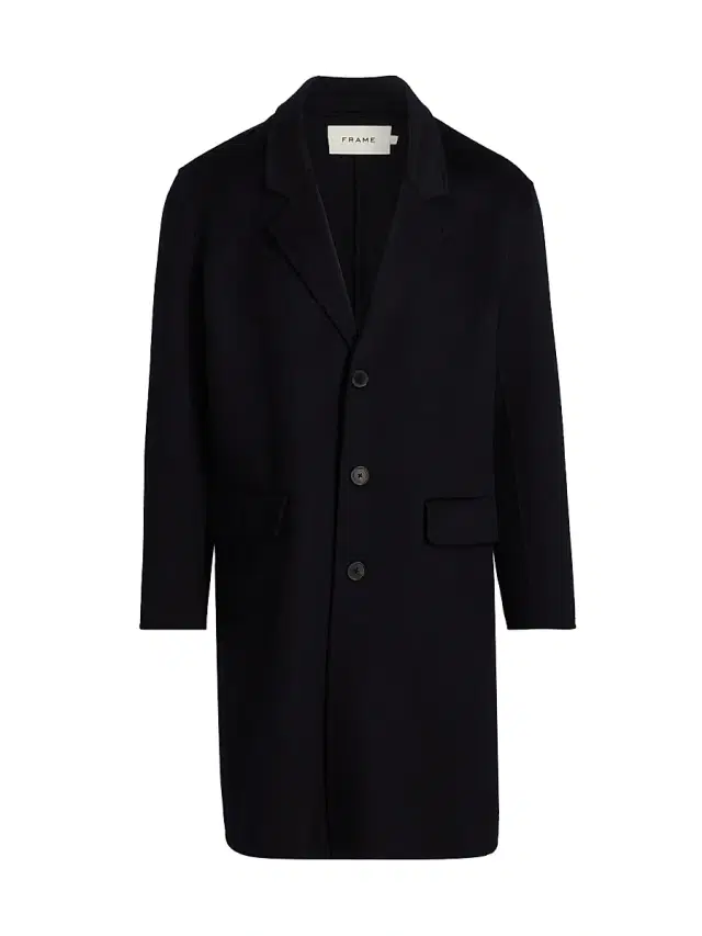 Men's Double Face Wool Overcoat - Dark Navy