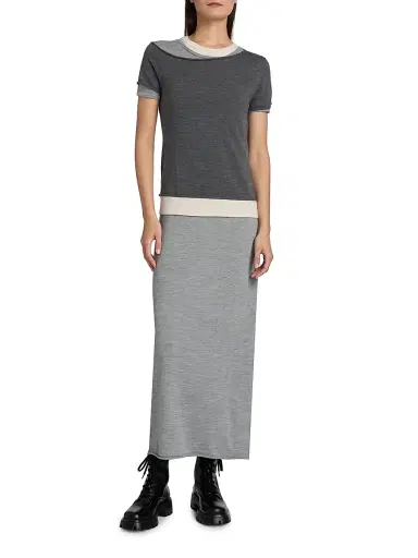 Staud Women's Lyric Merino Wool-Nylon Maxi Dress - Heather Grey Multi | Thumbnail 3 Staud Women's Lyric Merino Wool-Nylon Maxi Dress - Heather Grey Multi | Thumbnail 3
