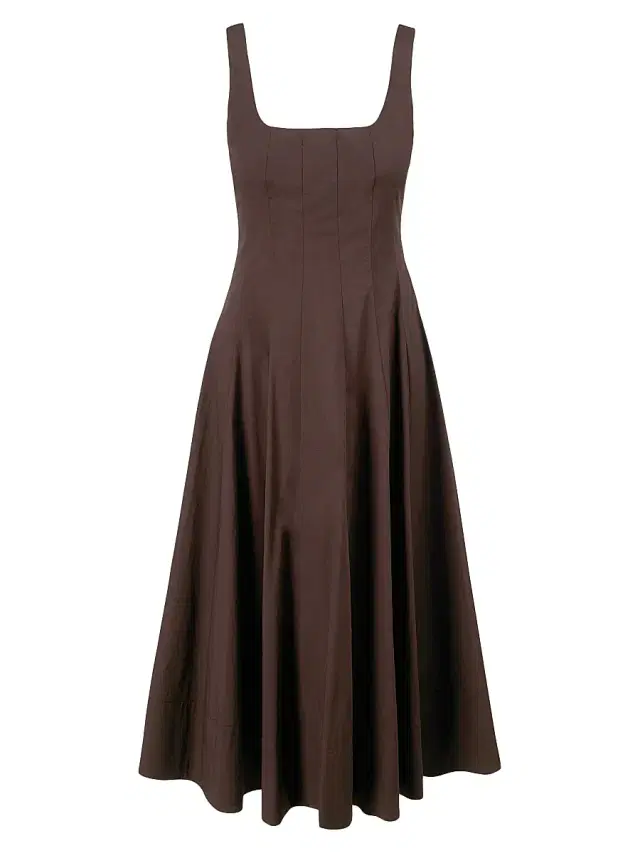 Women's Wells Seamed Stretch Cotton Midi-Dress - Earth