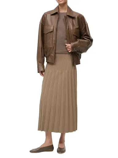 Staud Women's Lena Pleated Midi-Skirt - Taupe - Size XS | Thumbnail 2