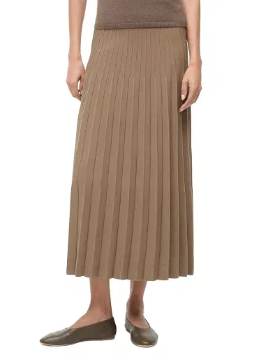 Staud Women's Lena Pleated Midi-Skirt - Taupe - Size XS | Thumbnail 3