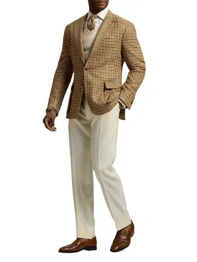 Ralph Lauren Purple Label Men's Kent Houndstooth Silk-Blend Sport Coat - Camel Brown | Thumbnail 2 Ralph Lauren Purple Label Men's Kent Houndstooth Silk-Blend Sport Coat - Camel Brown | Thumbnail 2