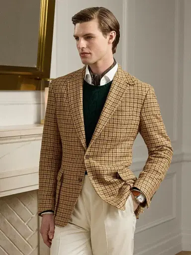 Ralph Lauren Purple Label Men's Kent Houndstooth Silk-Blend Sport Coat - Camel Brown | Thumbnail 9 Ralph Lauren Purple Label Men's Kent Houndstooth Silk-Blend Sport Coat - Camel Brown | Thumbnail 9
