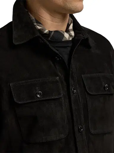 Ralph Lauren Purple Label Men's Suede Utility Overshirt - Polo Black | Thumbnail 6 Ralph Lauren Purple Label Men's Suede Utility Overshirt - Polo Black | Thumbnail 6