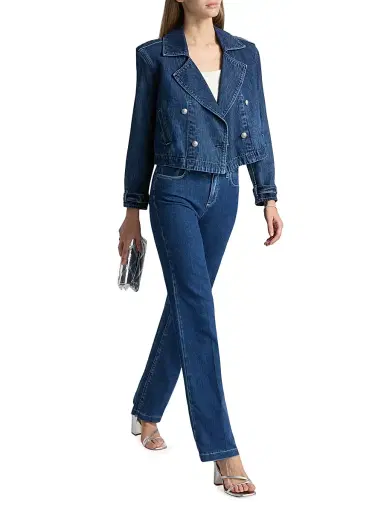 L'Agence Women's Maddox Cropped Double-Breasted Denim Jacket | Thumbnail 2