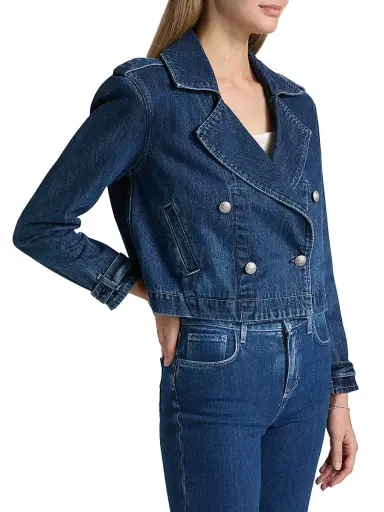 L'Agence Women's Maddox Cropped Double-Breasted Denim Jacket | Thumbnail 4