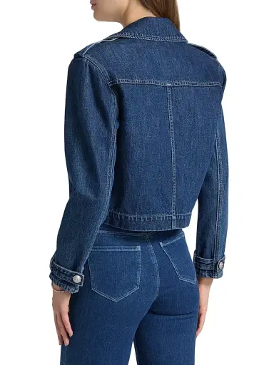 L'Agence Women's Maddox Cropped Double-Breasted Denim Jacket | Thumbnail 5