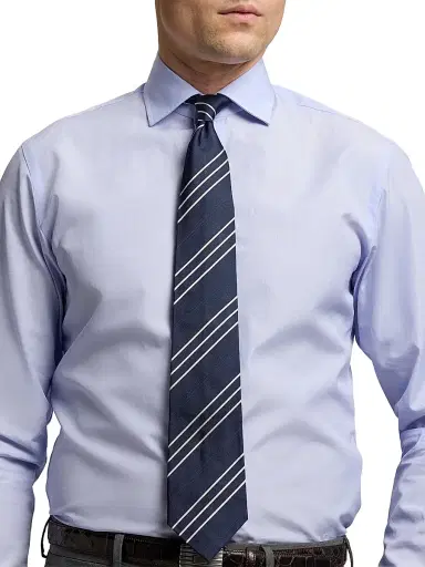 Ralph Lauren Purple Label Men's Striped Silk Faille Tie - Navy | Thumbnail 2 Ralph Lauren Purple Label Men's Striped Silk Faille Tie - Navy | Thumbnail 2