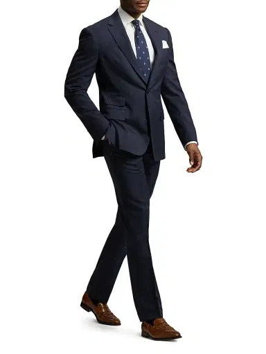 Ralph Lauren Purple Label Men's Kent Tailored Pin Dot Suit - Navy Multi | Thumbnail 2 Ralph Lauren Purple Label Men's Kent Tailored Pin Dot Suit - Navy Multi | Thumbnail 2