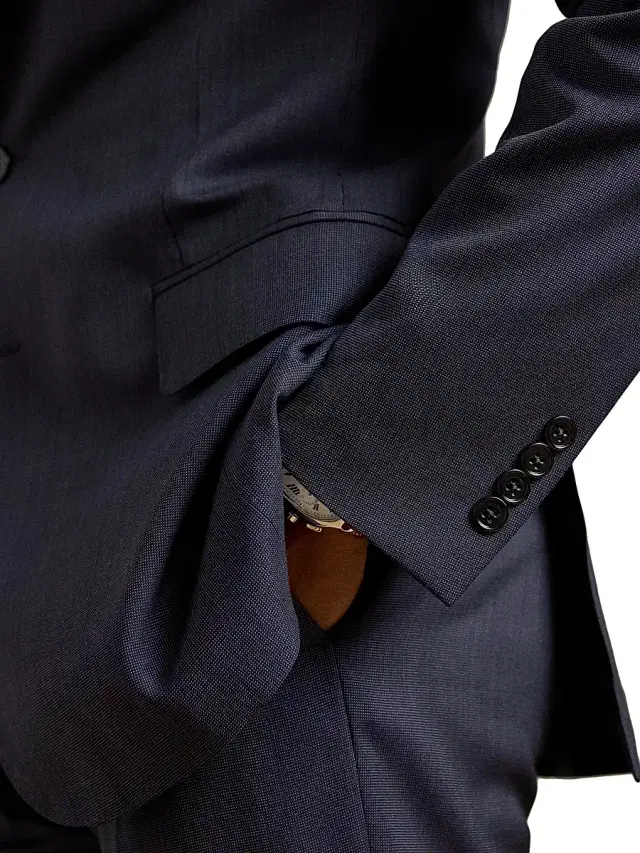Men's Kent Tailored Pin Dot Suit - Navy Multi