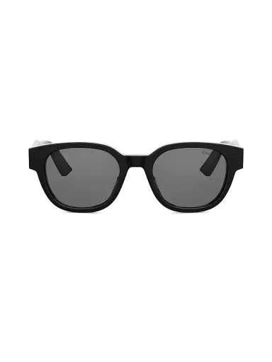 Dior Men's Christian Label R1I 51MM Round Sunglasses - Shiny Black And Smoke | Thumbnail 2 Dior Men's Christian Label R1I 51MM Round Sunglasses - Shiny Black And Smoke | Thumbnail 2