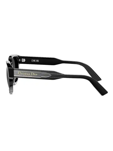 Dior Men's Christian Label R1I 51MM Round Sunglasses - Shiny Black And Smoke | Thumbnail 3 Dior Men's Christian Label R1I 51MM Round Sunglasses - Shiny Black And Smoke | Thumbnail 3