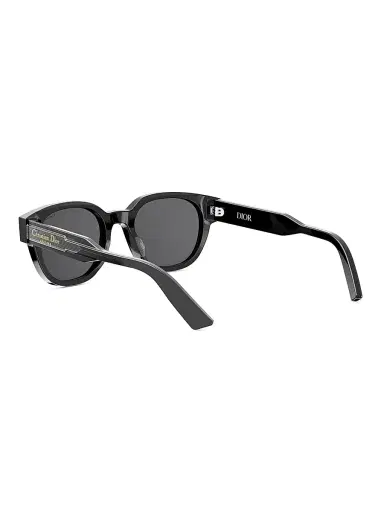 Dior Men's Christian Label R1I 51MM Round Sunglasses - Shiny Black And Smoke | Thumbnail 4 Dior Men's Christian Label R1I 51MM Round Sunglasses - Shiny Black And Smoke | Thumbnail 4