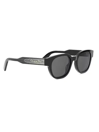 Dior Men's Christian Label R1I 51MM Round Sunglasses - Shiny Black And Smoke | Thumbnail 8 Dior Men's Christian Label R1I 51MM Round Sunglasses - Shiny Black And Smoke | Thumbnail 8