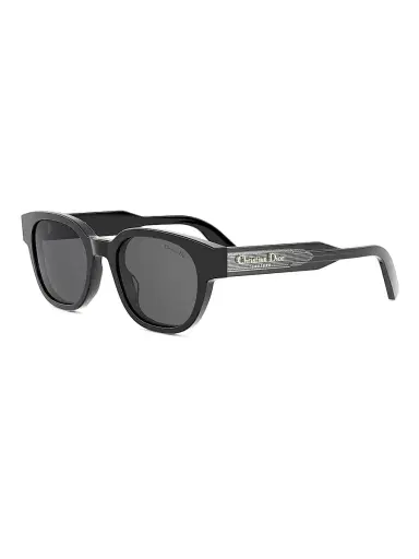 Dior Men's Christian Label R1I 51MM Round Sunglasses - Shiny Black And Smoke | Thumbnail 1 Dior Men's Christian Label R1I 51MM Round Sunglasses - Shiny Black And Smoke | Thumbnail 1