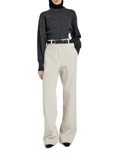 Proenza Schouler Women's Lidie Cotton Corduroy Wide-Leg Pants - Ecru | Thumbnail 2