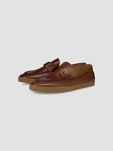 Christian Louboutin Men's Chambeliboat Patinated Leather Loafers - Havane | Thumbnail 2 Christian Louboutin Men's Chambeliboat Patinated Leather Loafers - Havane | Thumbnail 2