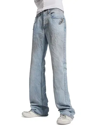 Balenciaga Women's City Straight Pants - Light Blue - Size 32 | Thumbnail 3