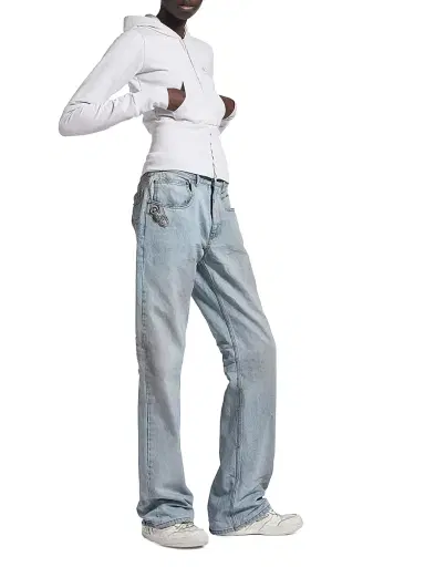 Balenciaga Women's City Straight Pants - Light Blue - Size 32 | Thumbnail 6