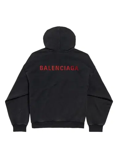 Balenciaga Men's Medium Fit Hoodie - Faded Black - Size XXXS | Thumbnail 2