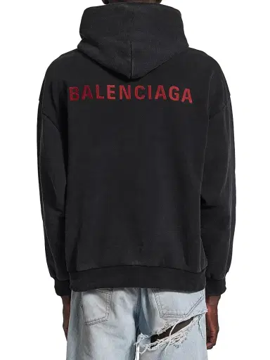 Balenciaga Men's Medium Fit Hoodie - Faded Black - Size XXXS | Thumbnail 4