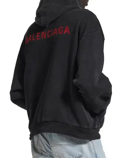 Balenciaga Men's Medium Fit Hoodie - Faded Black - Size XXXS | Thumbnail 5