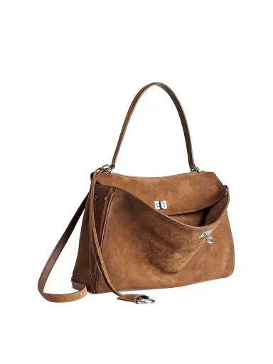 Balenciaga Women's Rodeo Medium Suede Top Handle Bag - Camel | Thumbnail 4