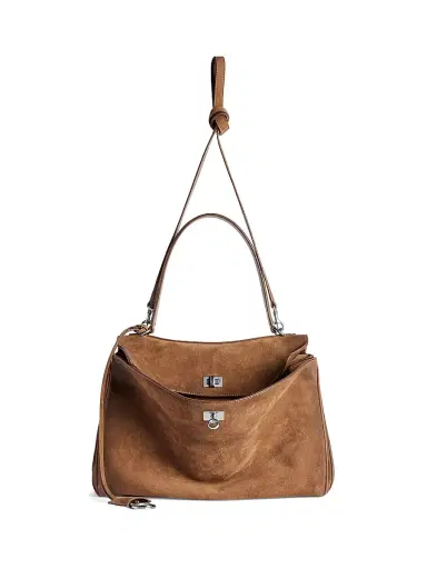 Balenciaga Women's Rodeo Medium Suede Top Handle Bag - Camel | Thumbnail 7