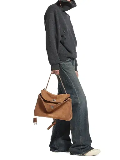 Balenciaga Women's Rodeo Medium Suede Top Handle Bag - Camel | Thumbnail 1