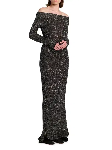 Stella McCartney Women's Knit Sequined Off-the-Shoulder Gown | Thumbnail 2