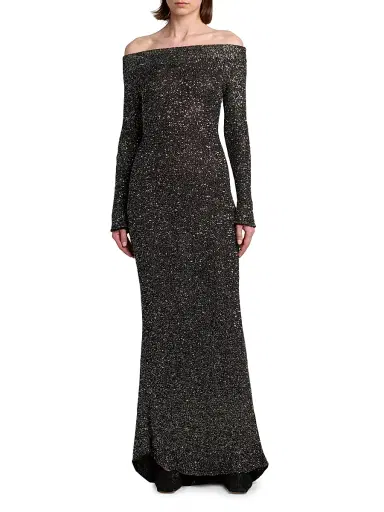 Stella McCartney Women's Knit Sequined Off-the-Shoulder Gown | Thumbnail 3