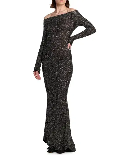 Stella McCartney Women's Knit Sequined Off-the-Shoulder Gown | Thumbnail 4