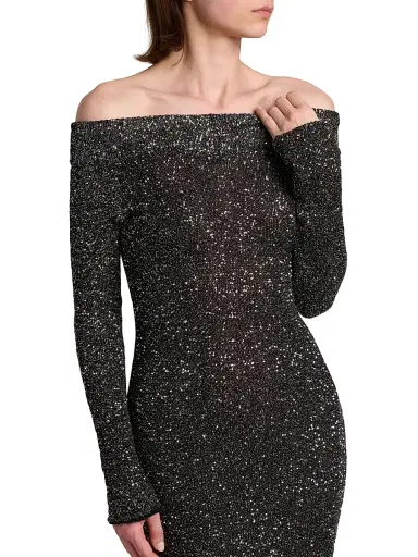 Stella McCartney Women's Knit Sequined Off-the-Shoulder Gown | Thumbnail 6