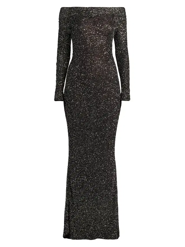 Stella McCartney Women's Knit Sequined Off-the-Shoulder Gown