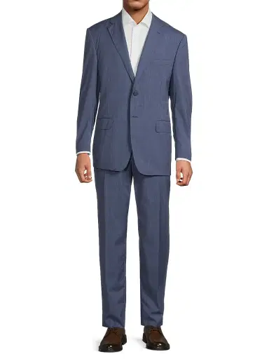 Canali Men's Textured Wool Single-Breasted Suit - Blue - Size 44 | Thumbnail 2