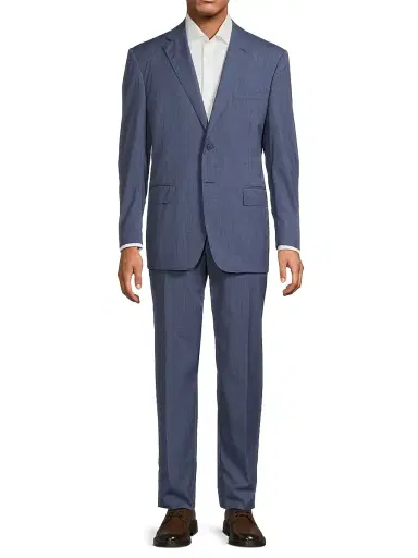 Canali Men's Textured Wool Single-Breasted Suit - Blue - Size 44 | Thumbnail 3