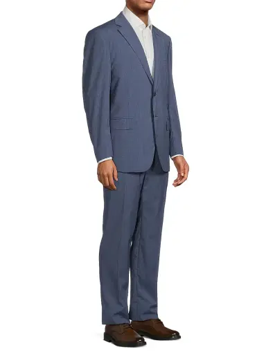 Canali Men's Textured Wool Single-Breasted Suit - Blue - Size 44 | Thumbnail 4