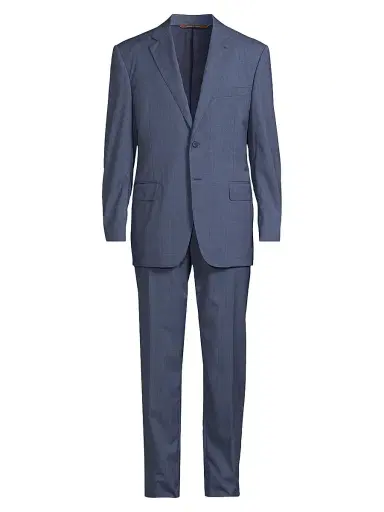 Canali Men's Textured Wool Single-Breasted Suit - Blue - Size 44 | Thumbnail 1