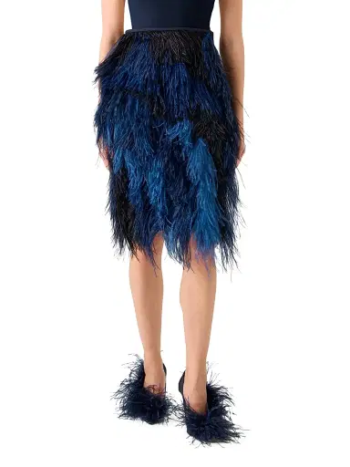 Akris Women's Cyanotype Feather Pencil Skirt | Thumbnail 2