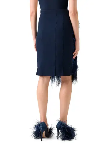 Akris Women's Cyanotype Feather Pencil Skirt | Thumbnail 4