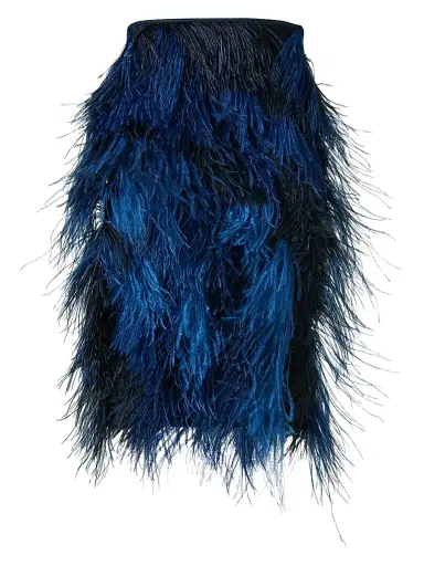 Akris Women's Cyanotype Feather Pencil Skirt | Thumbnail 1